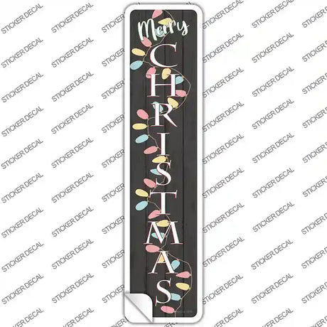Merry Christmas Lights Black Novelty Narrow Sticker Decal
