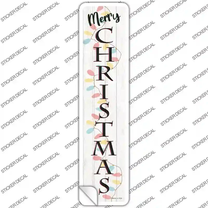 Merry Christmas Lights White Novelty Narrow Sticker Decal