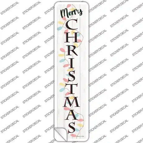 Merry Christmas Lights White Novelty Narrow Sticker Decal