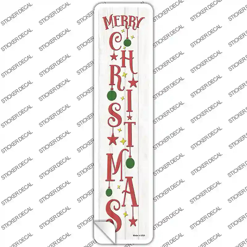 Merry Christmas Ornaments White Novelty Narrow Sticker Decal
