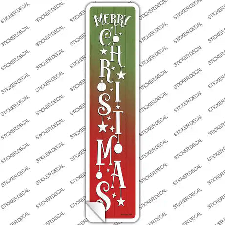 Merry Christmas Ornaments Red Novelty Narrow Sticker Decal