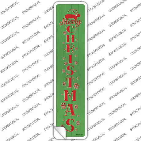 Merry Christmas Green Novelty Narrow Sticker Decal