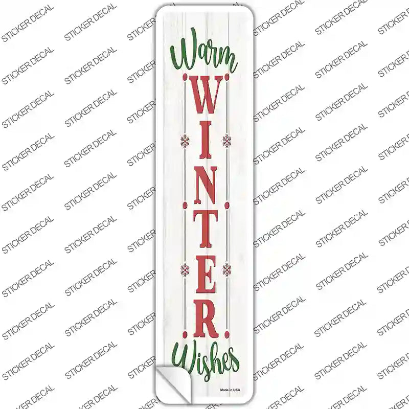 Warm Winter Wishes White Novelty Narrow Sticker Decal