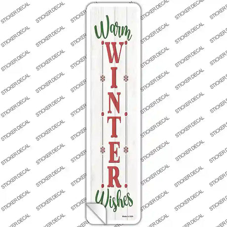 Warm Winter Wishes White Novelty Narrow Sticker Decal