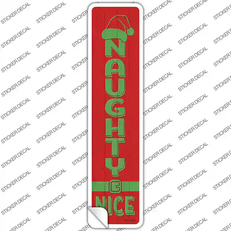 Naughty Nice Red Novelty Narrow Sticker Decal