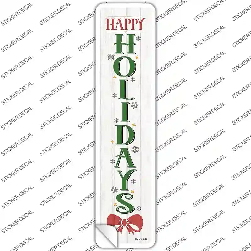 Happy Holidays White Novelty Narrow Sticker Decal