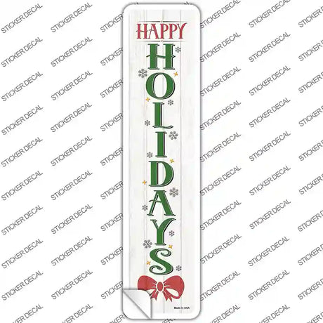 Happy Holidays White Novelty Narrow Sticker Decal