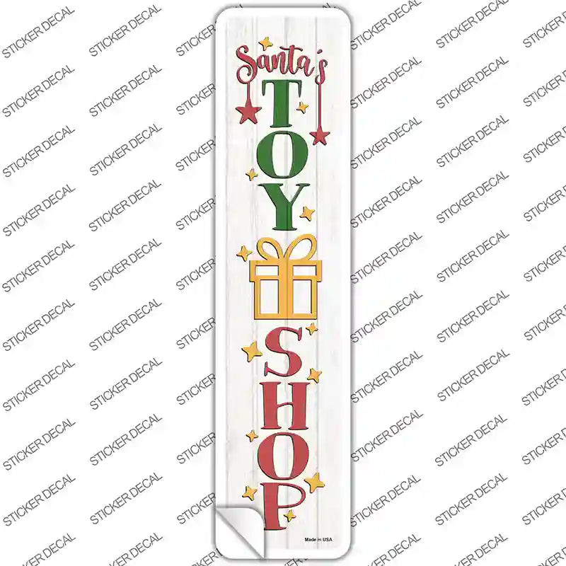 Santas Toy Shop White Novelty Narrow Sticker Decal