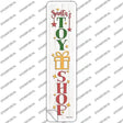 Santas Toy Shop White Novelty Narrow Sticker Decal