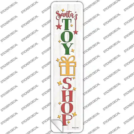Santas Toy Shop White Novelty Narrow Sticker Decal
