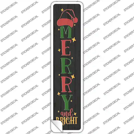 Merry and Bright Black Novelty Narrow Sticker Decal