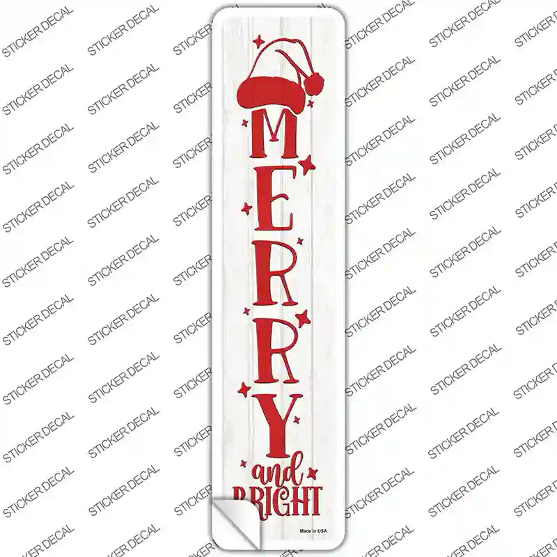 Merry and Bright White Novelty Narrow Sticker Decal