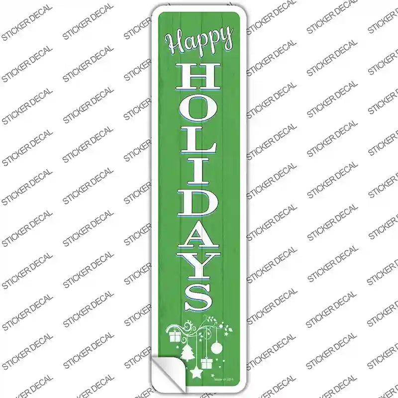 Happy Holidays Green Novelty Narrow Sticker Decal