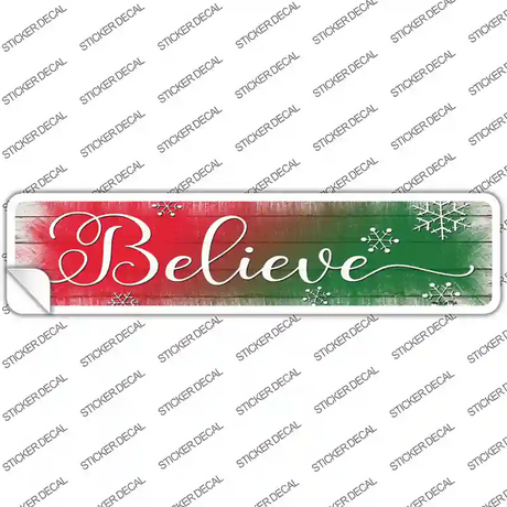 Believe Red and Green Novelty Narrow Sticker Decal