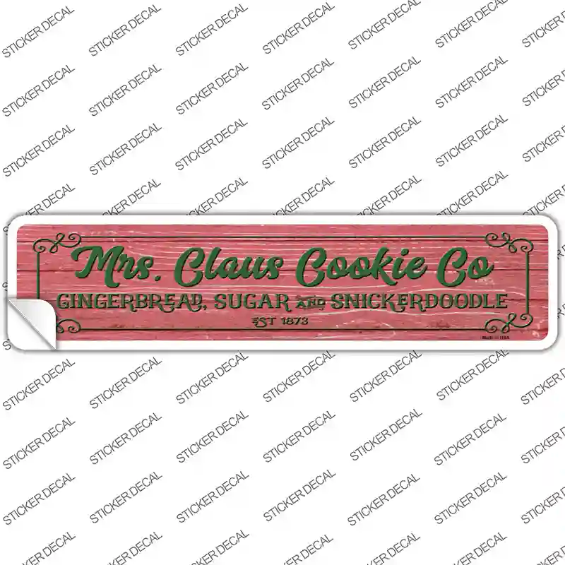 Mrs Claus Cookie Co Red Novelty Narrow Sticker Decal