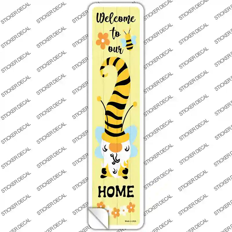 Gnome Bee Welcome Home Vertical Novelty Narrow Sticker Decal