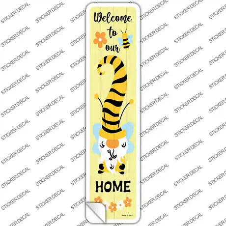 Gnome Bee Welcome Home Vertical Novelty Narrow Sticker Decal