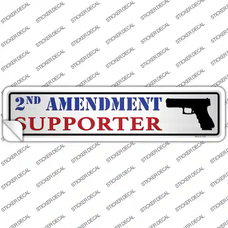 2nd Amendment Supporter Pistol Novelty Narrow Sticker Decal