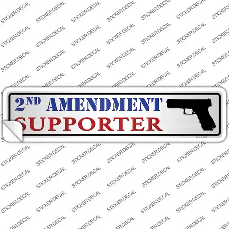 2nd Amendment Supporter Pistol Novelty Narrow Sticker Decal