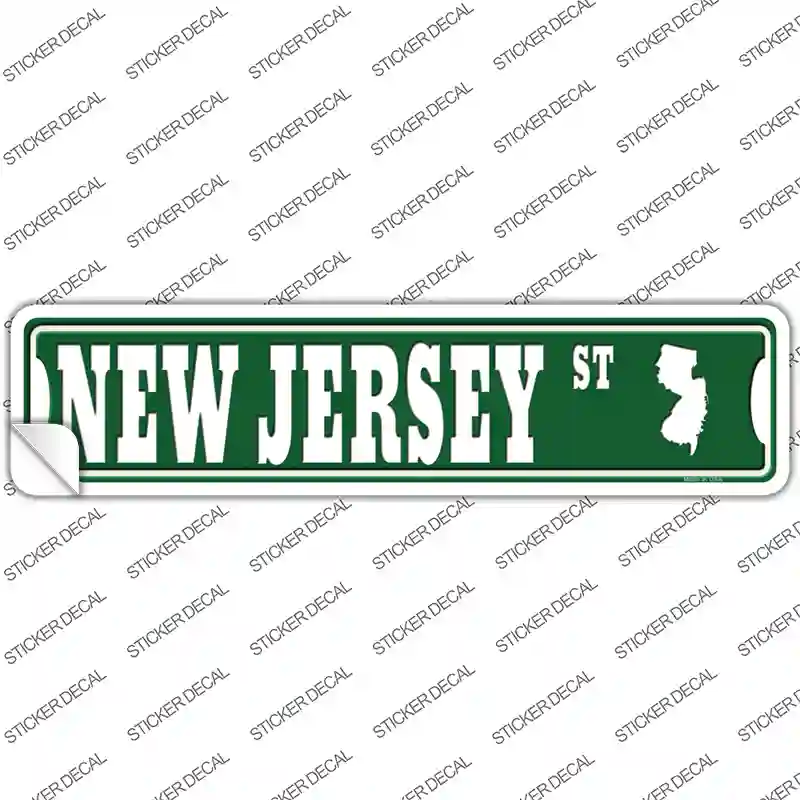 New Jersey St Silhouette Novelty Narrow Sticker Decal