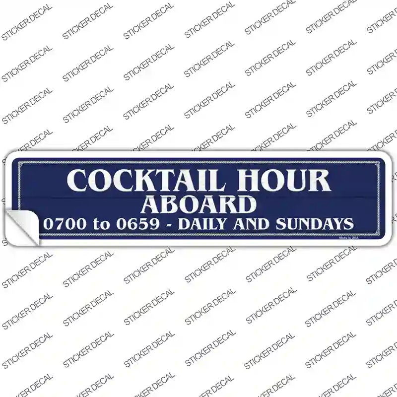 Cocktail Hour Aboard Novelty Narrow Sticker Decal