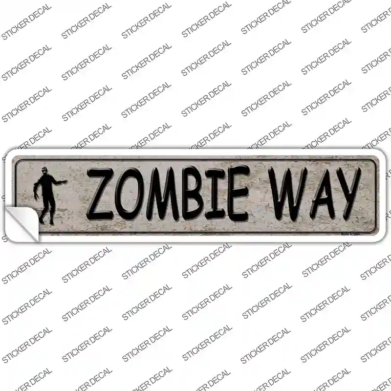 Zombie Way Brown Novelty Narrow Sticker Decal