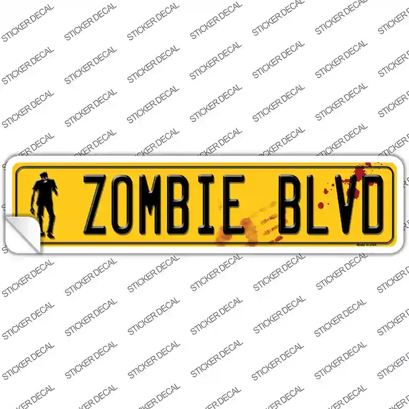 Zombie Blvd Novelty Narrow Sticker Decal