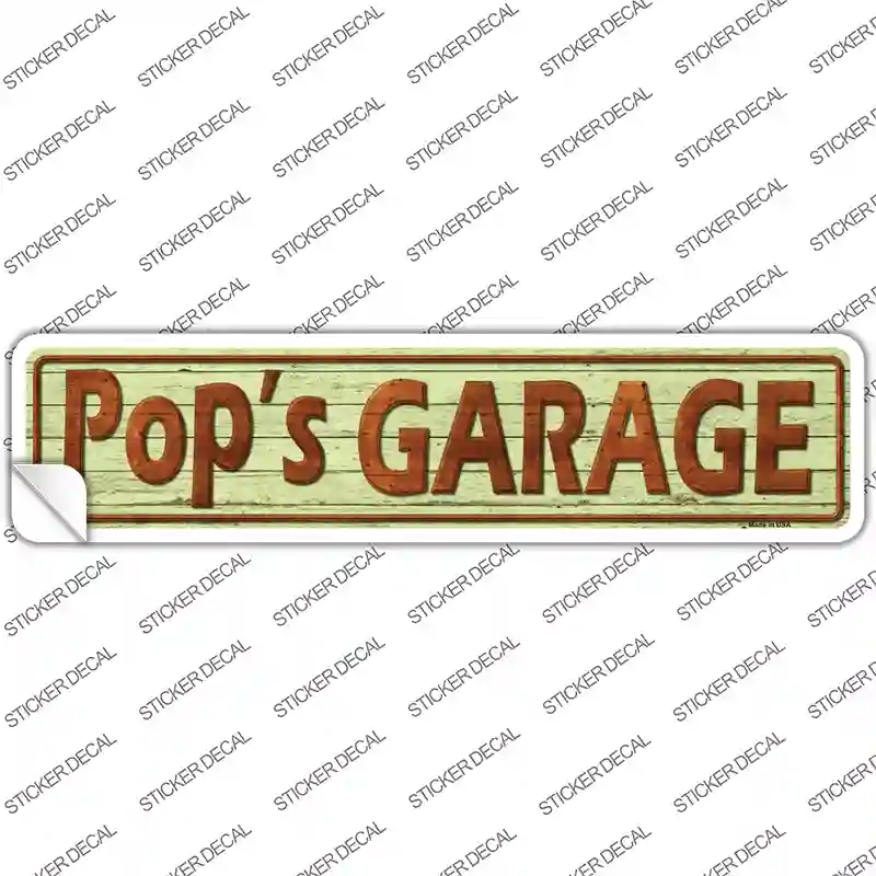 Pops Garage Novelty Narrow Sticker Decal