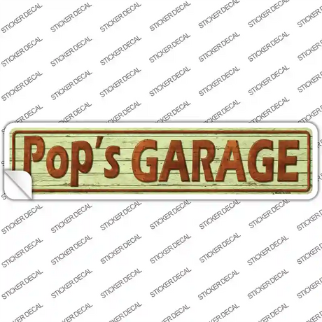 Pops Garage Novelty Narrow Sticker Decal