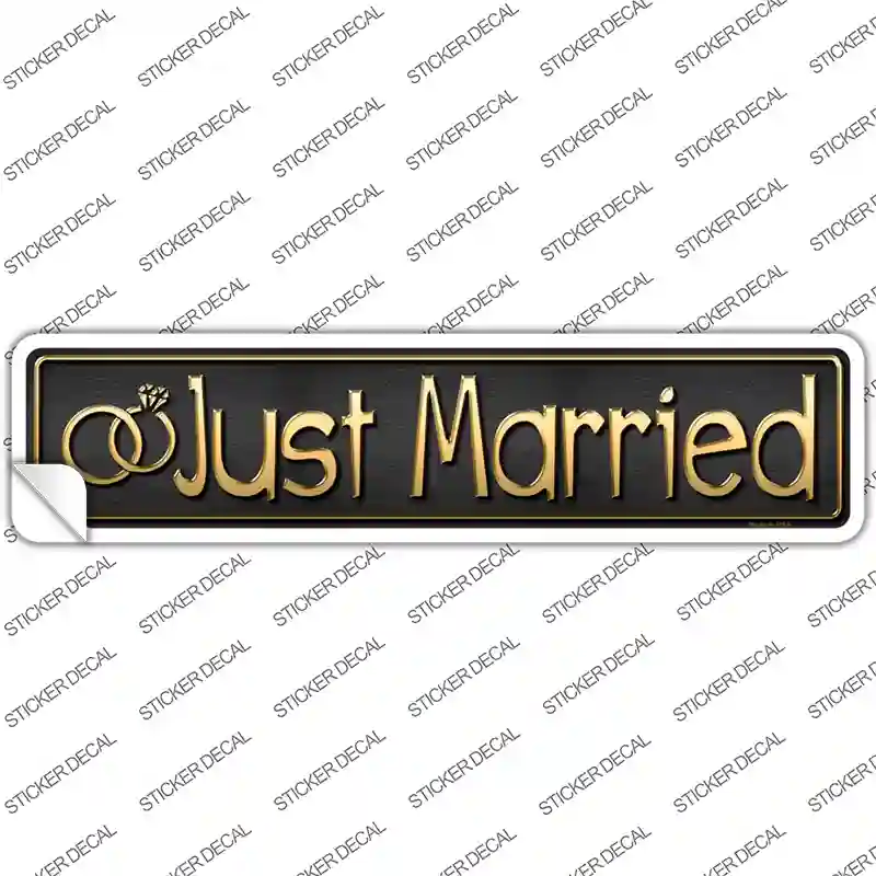 Just Married Novelty Narrow Sticker Decal