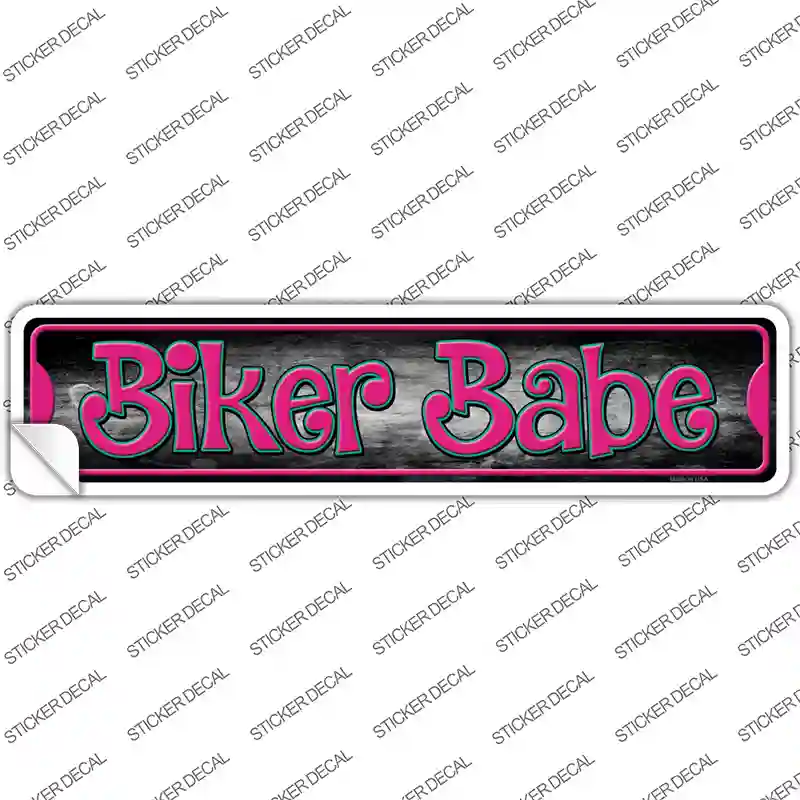 Biker Babe Pink Novelty Narrow Sticker Decal