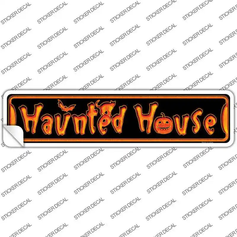 Haunted House Orange Novelty Narrow Sticker Decal