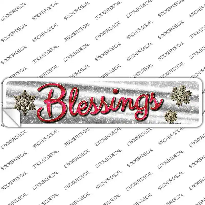 Blessings With Snowflakes Novelty Narrow Sticker Decal