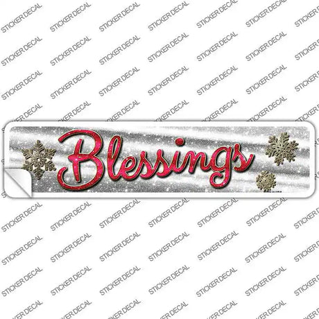 Blessings With Snowflakes Novelty Narrow Sticker Decal