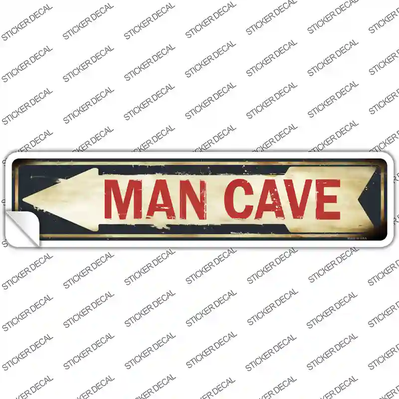 Man Cave Pointing Arrow Novelty Narrow Sticker Decal