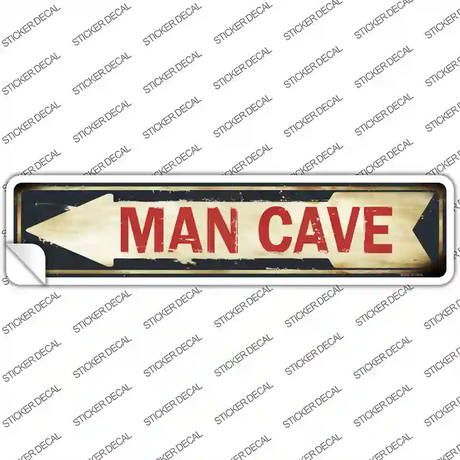 Man Cave Pointing Arrow Novelty Narrow Sticker Decal