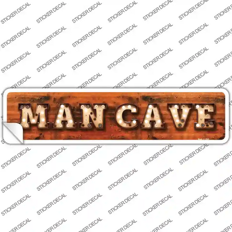 Man Cave Bulb Lettering Novelty Narrow Sticker Decal