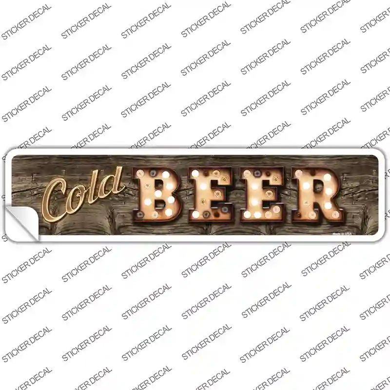 Cold Beer Bulb Lettering Novelty Narrow Sticker Decal