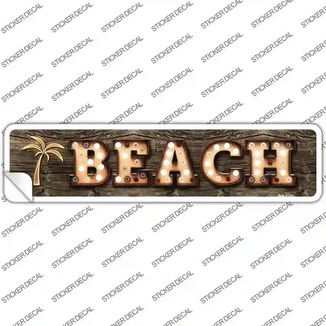 Beach Palm Tree Bulb Lettering Novelty Narrow Sticker Decal