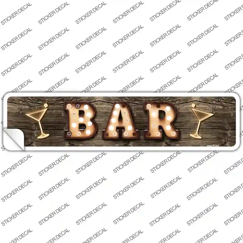 Bar Cocktails Bulb Lettering Novelty Narrow Sticker Decal