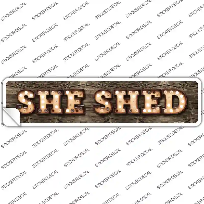 She Shed Bulb Lettering Novelty Narrow Sticker Decal