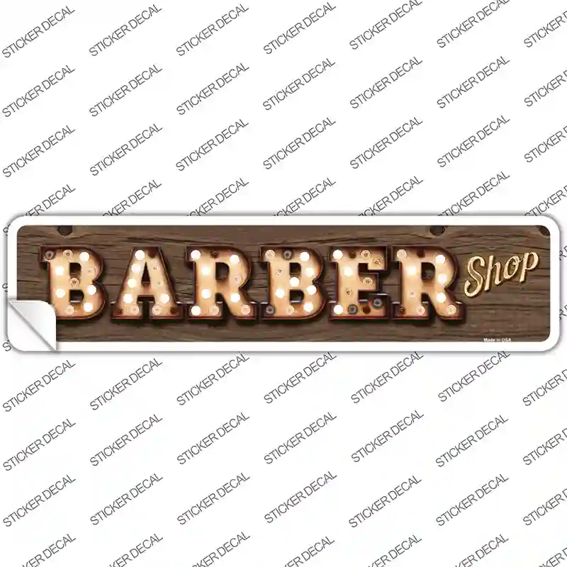 Barber Shop Bulb Lettering Novelty Narrow Sticker Decal