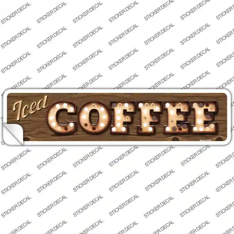 Iced Coffee Bulb Lettering Novelty Narrow Sticker Decal
