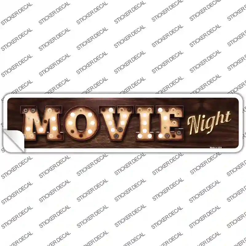Movie Night Bulb Lettering Novelty Narrow Sticker Decal