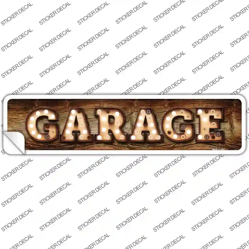 Garage Bulb Lettering Novelty Narrow Sticker Decal