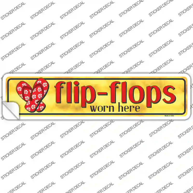 Flip Flop Worn Here Novelty Narrow Sticker Decal