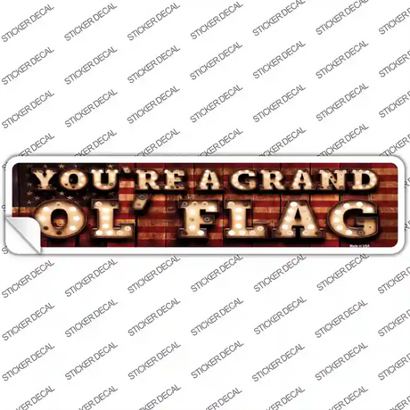 Youre A Grand Ol Flag Bulb Lettering Novelty Narrow Sticker Decal