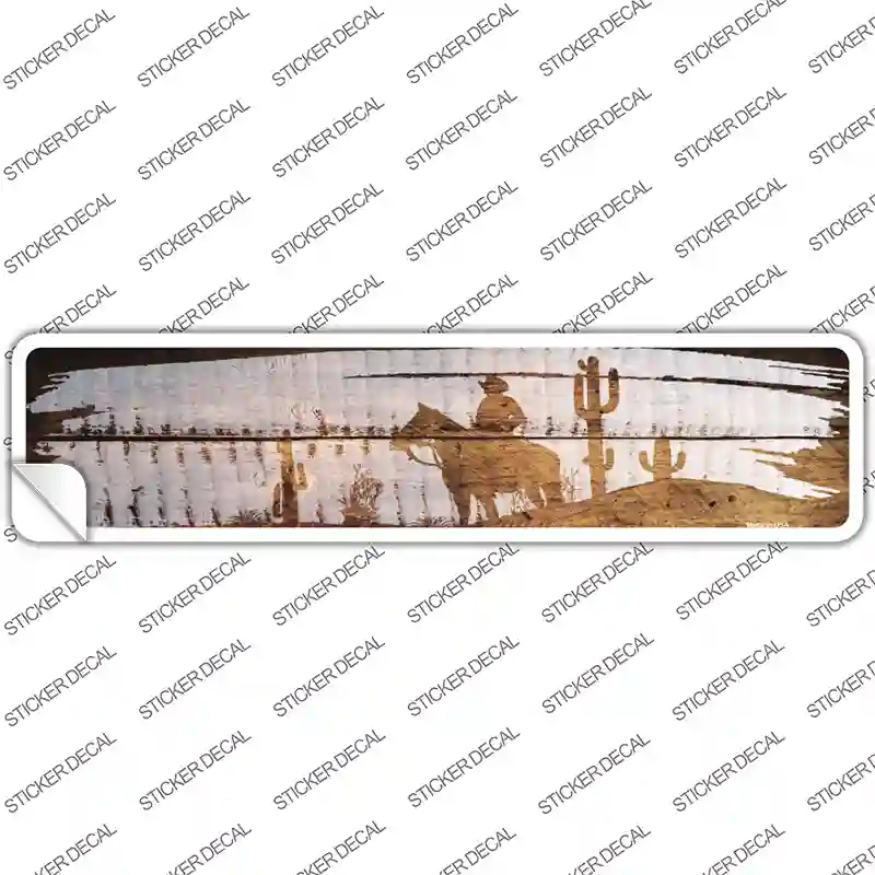 Cowboy Wood Silhouette Novelty Narrow Sticker Decal