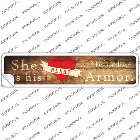Heart and Armor Wood Silhouette Novelty Narrow Sticker Decal