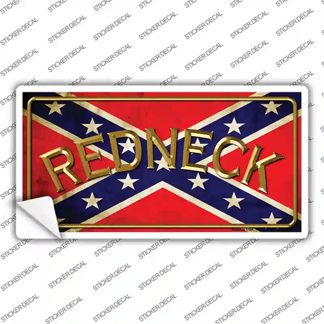Gold Redneck Confederate Flag Novelty Sticker Decal